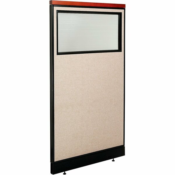 Interion By Global Industrial Interion Deluxe Office Partition Panel w/Partial Window & Raceway 36-1/4inW x 65-1/2inH Tan 694699WNTN